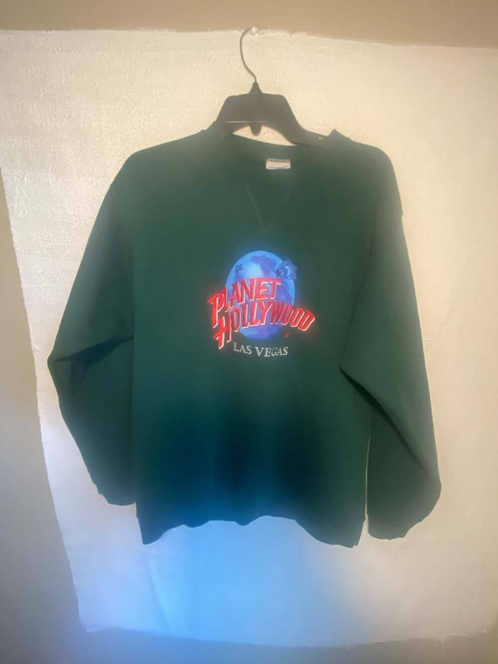 Vintage 90s Planet Hollywood Las Vegas Embroidered Green Crewneck Sweatshirt